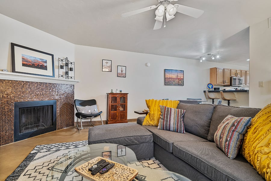 Our spacious open floor plan creates a seamless flow between the living room, dining area, and kitchen.