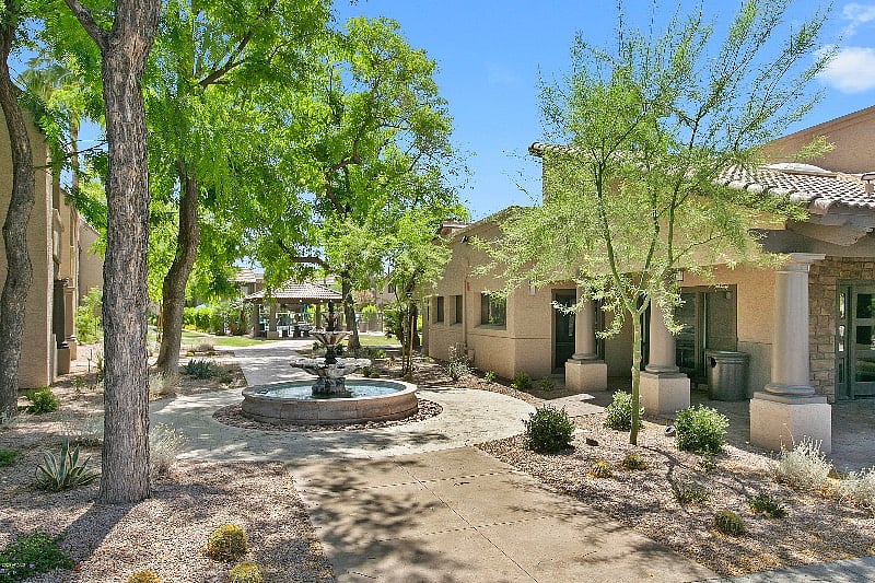 Front entrance fountains with Lounge, living room, party room and office space to use to the right