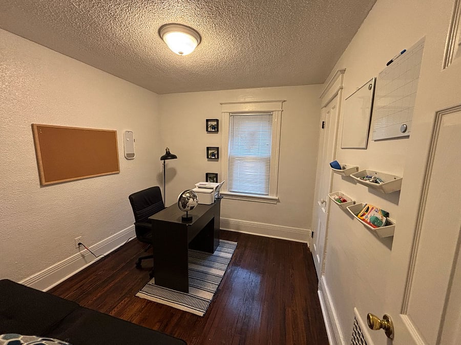 A home office or use as a second bedroom. It's a 2nd sleeping room:  sleep on the futon or the twin bed.  