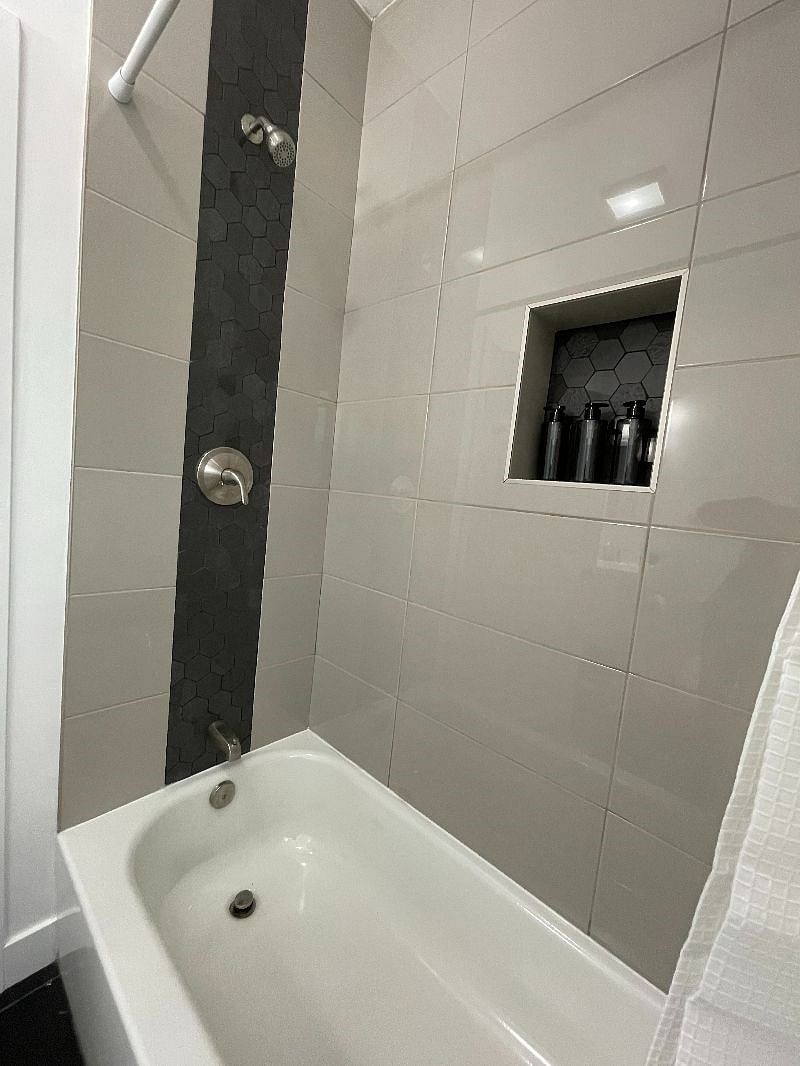 Modern Shower along with soaking tub