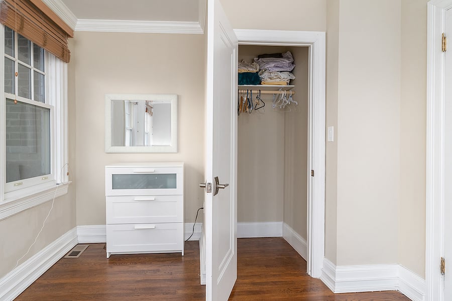 storage area in second floor master bedroom 