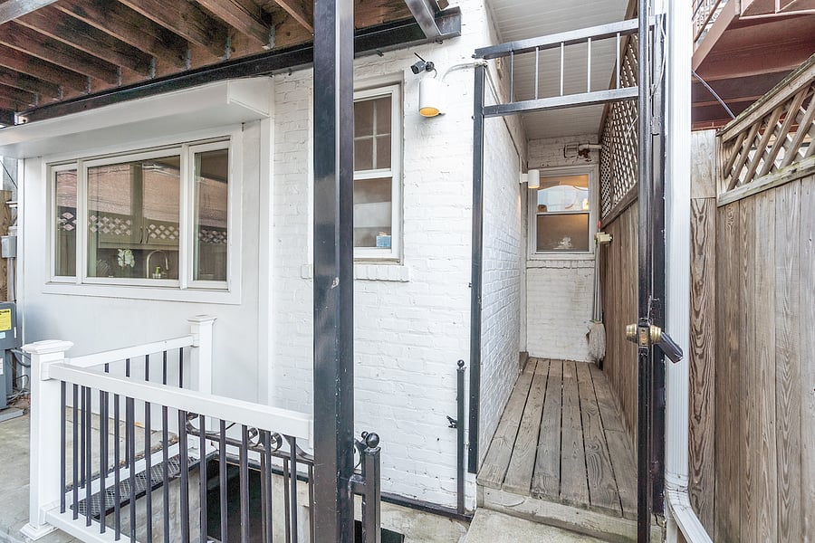 back entrance and private downstairs entrance