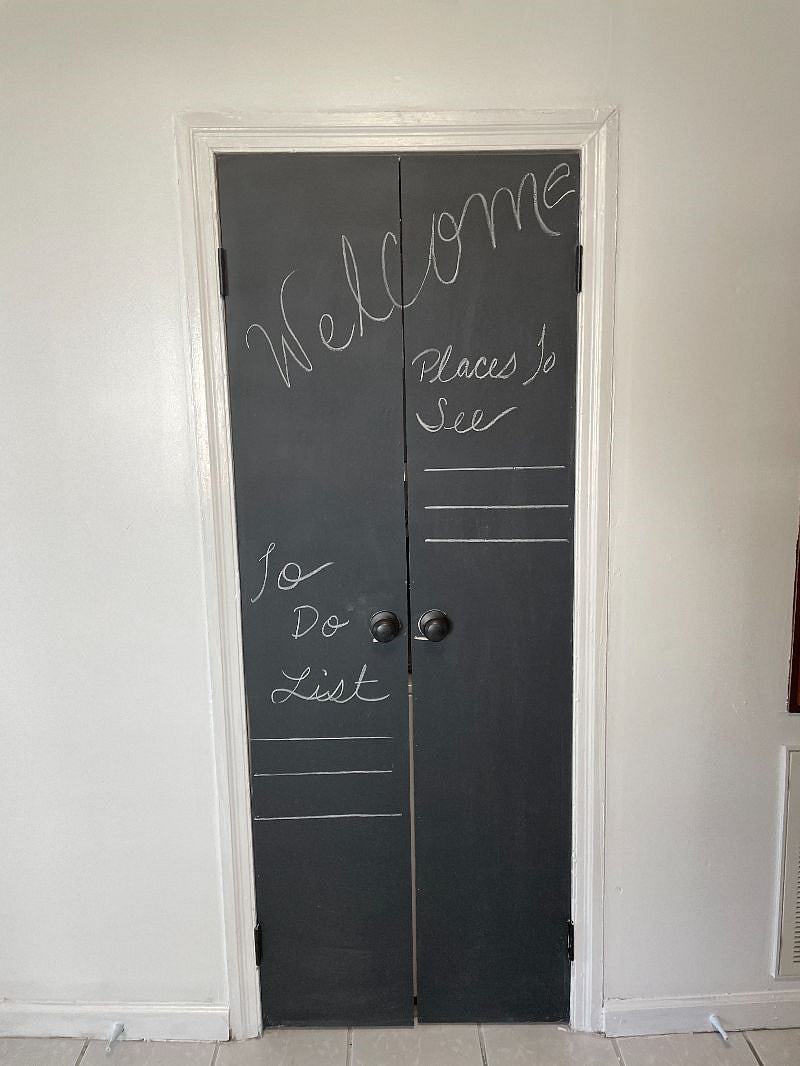 Keep up with your To-Do-List or anything of importance with this fun chalkboard door.