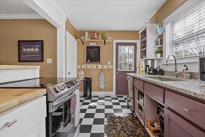 Kitchen view showing functional layout, storage, and everyday usability for travel nurses and professionals staying 30 days or longer in Greensboro.