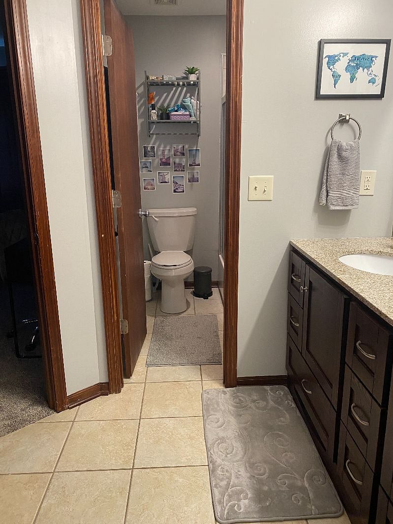 Separate toilet and shower for easy sharing when needed