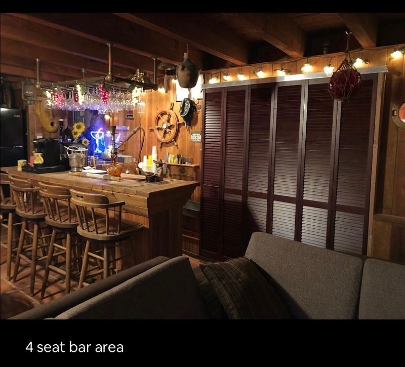 Bar area with three bar stools