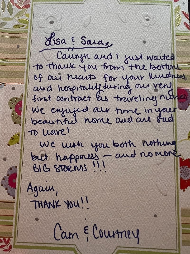 A lovely note from a previous guest. <3