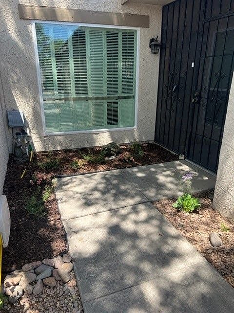 Front security entry and landscaping