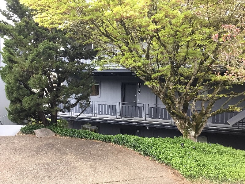Photo of front door taken from the patio common area.