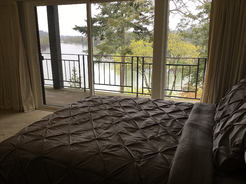 Master bedroom with a beautiful view of the Willamette River