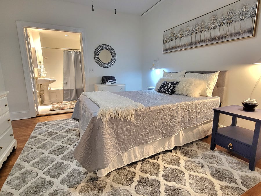 First bedroom with private master bathroom.