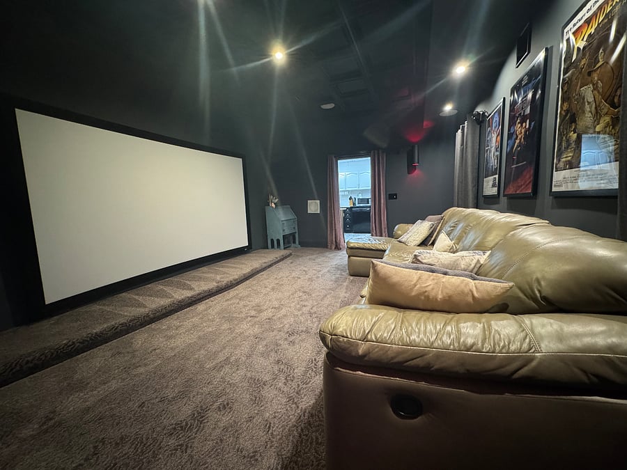 The theater room, with a 130" 4K screen, is the best room in the house to chill, as it's super quiet, especially when a nap urge hits.