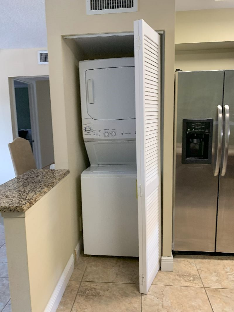 Washer and dryer in unit.