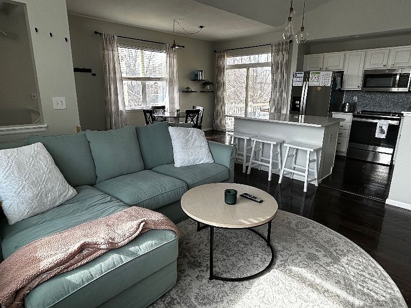 Spacious, comfortable open living area with lots of light