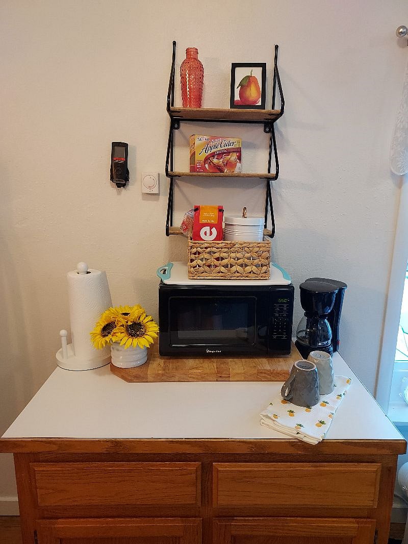 Yummy coffee - provided.  Grinder, french press too.
