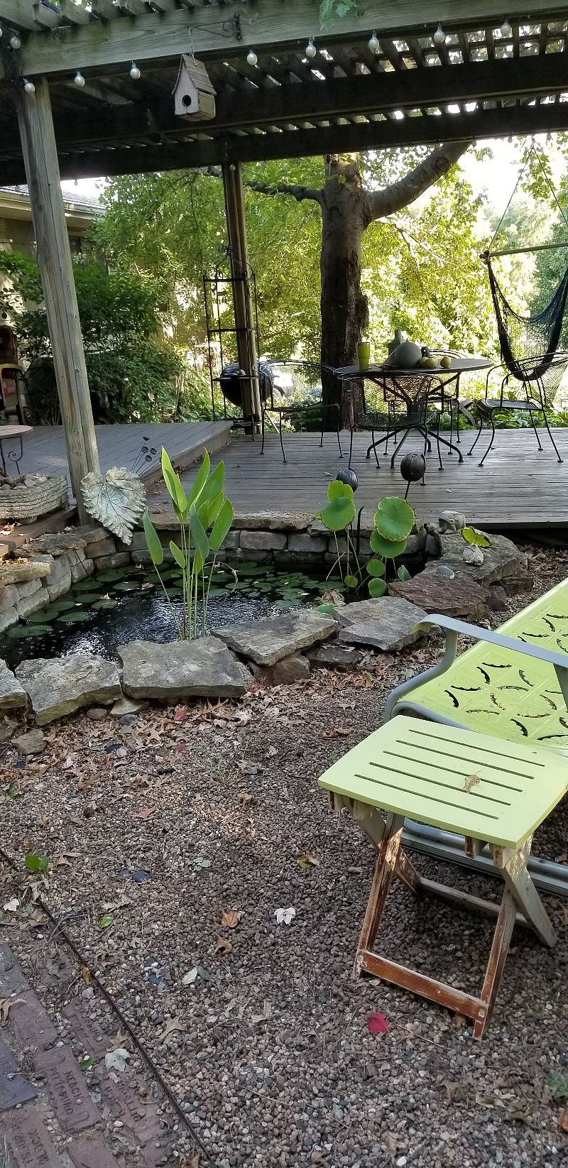 Koi pond off deck