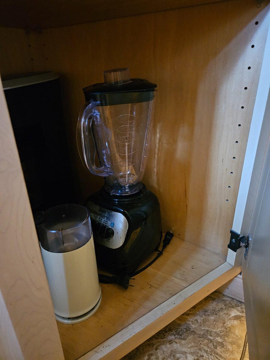 Blender, Mixer, coffee grinder cabinet.