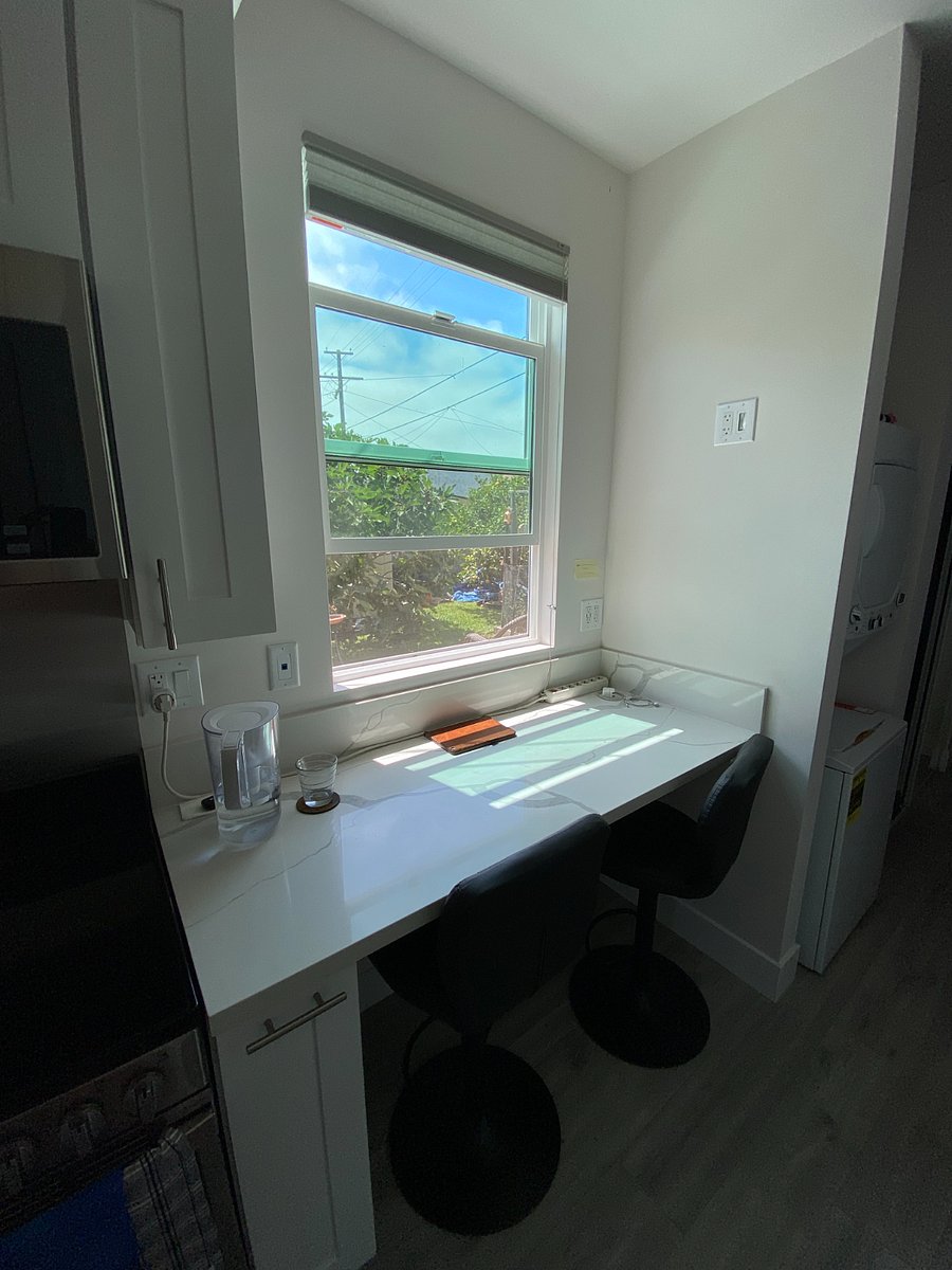 Desk and eating area. USB and Ethernet outlets.