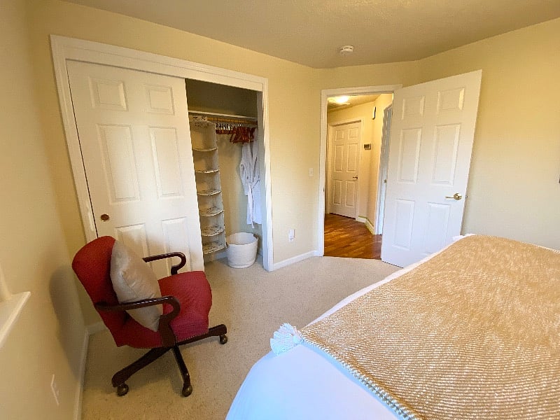 This is looking out from the bed.