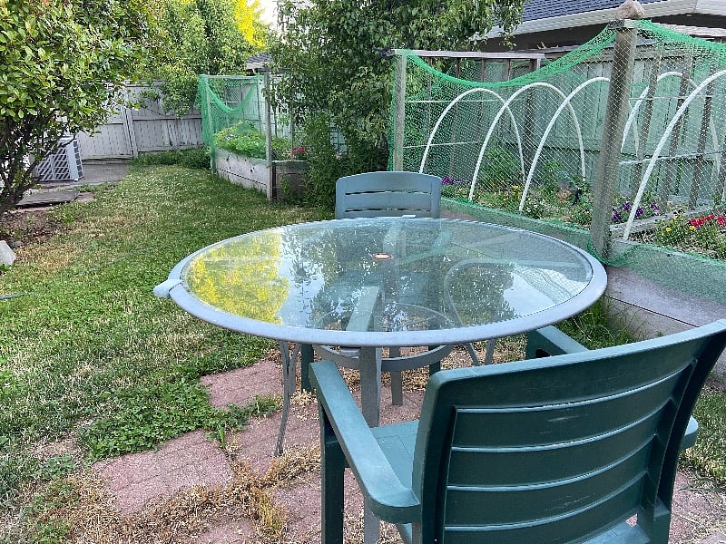 Side yard that is just yours. You can harvest from the garden or plant anything you like. 