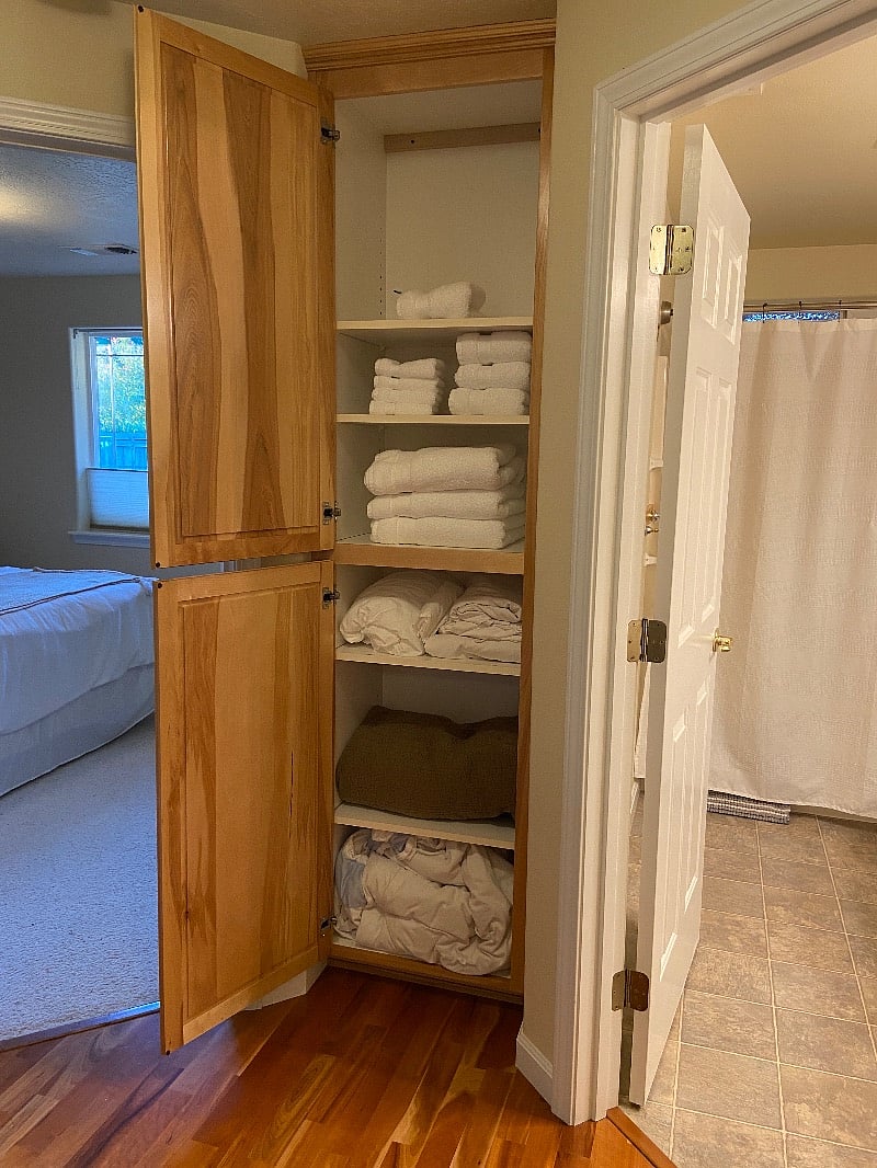Lots of storage in the hall and both the living area and bedroom. 