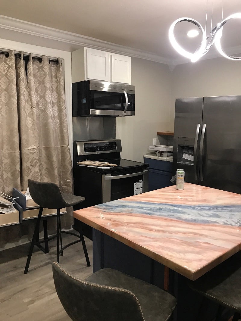 You have access to the beautiful kitchen to cook up something special.