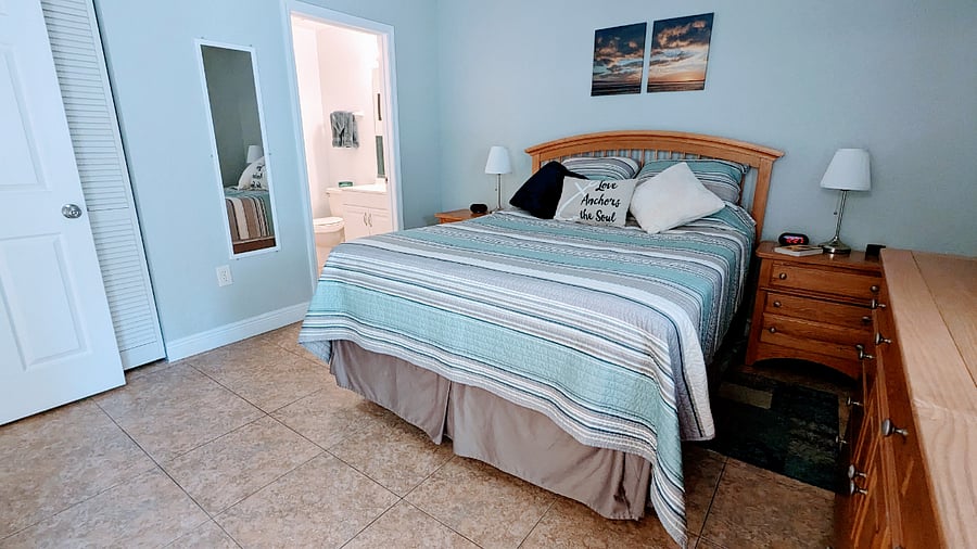 Master bedroom with attached bathroom