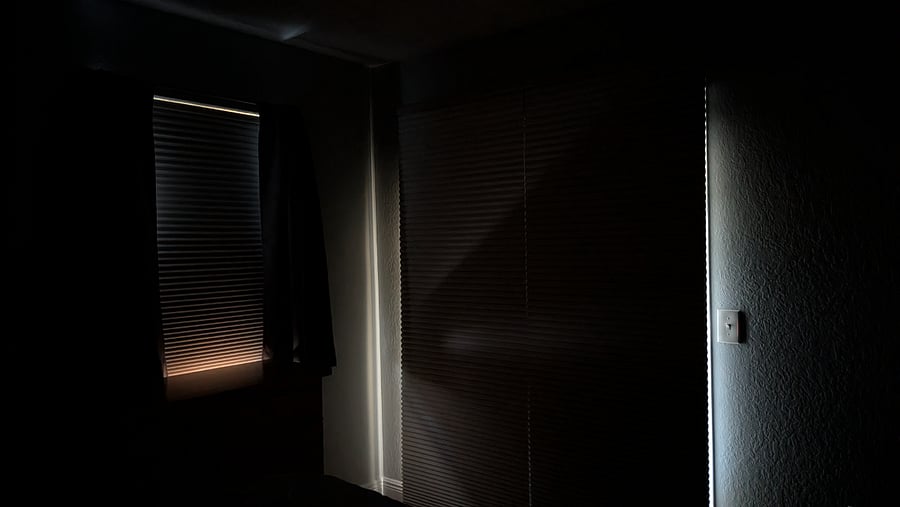 New blackout custom blinds in master bedroom April '2026