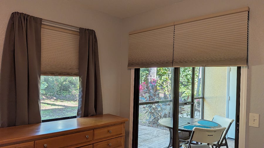 New Custom Blinds (blackout) installed April 2026. So great for sleeping!