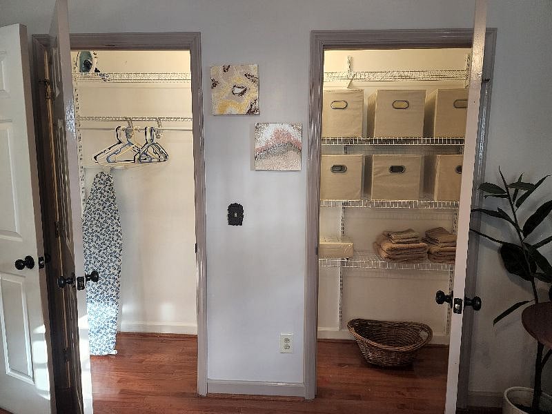 Tons of closet space. Additional storage under the bed