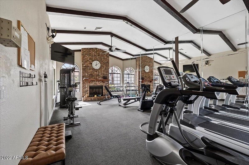 Nicely Appointed Gym Overlooks Pool