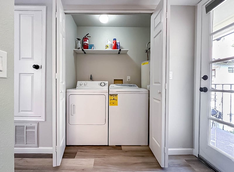 Full Size Washer & Dryer Off Kitchen