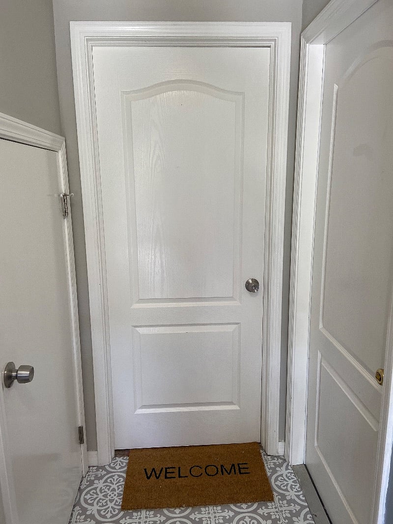 [left] is a shoe closet 
[middle] your room door
[right] garage door