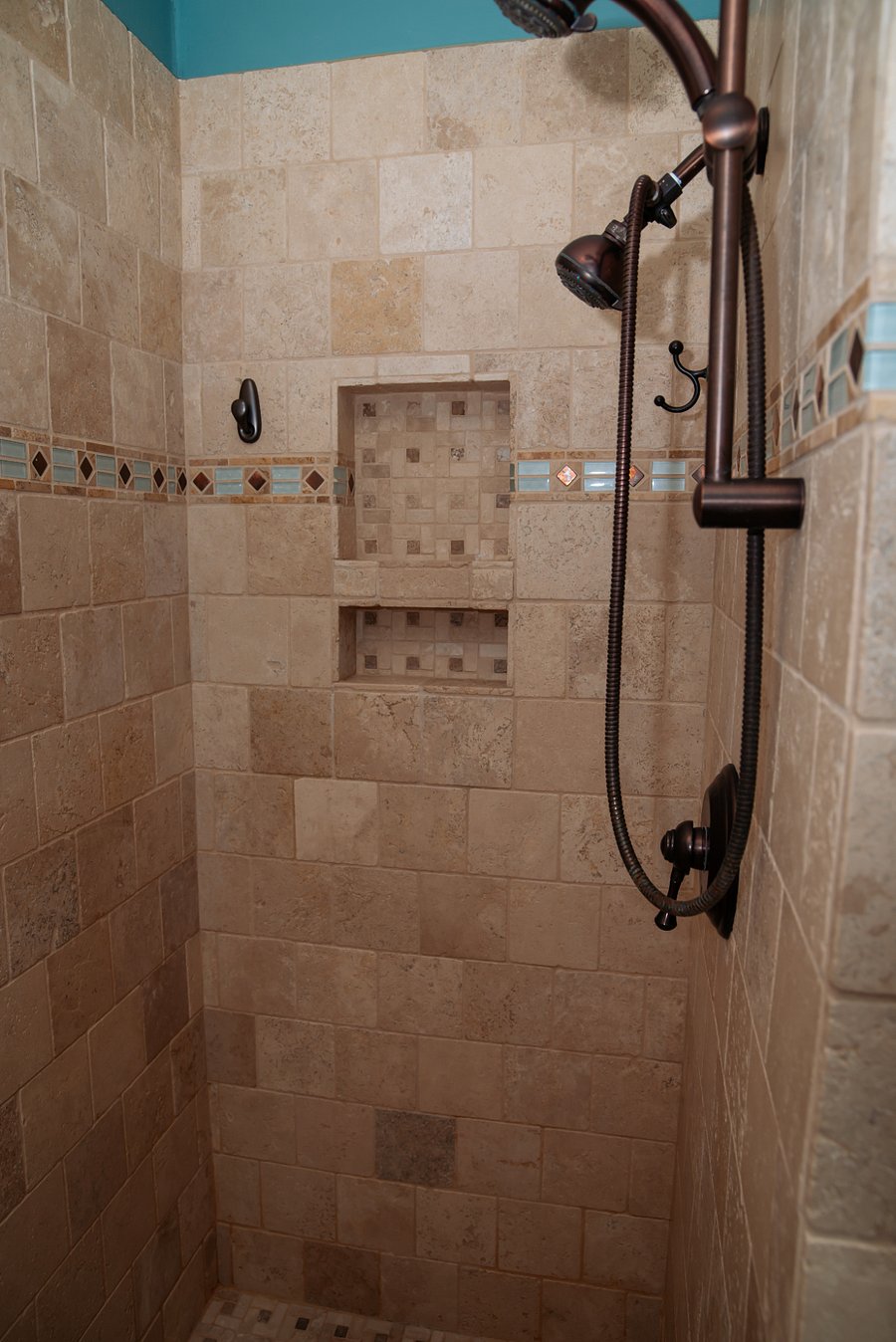 walk in shower, no steps