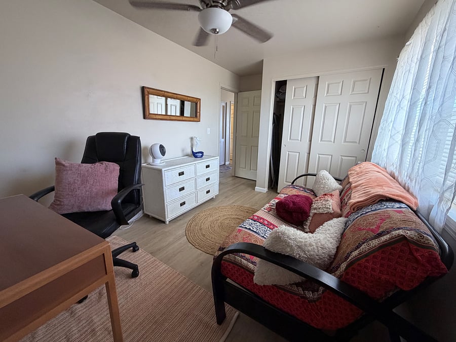 office or second bedroom with full size memory foam bed