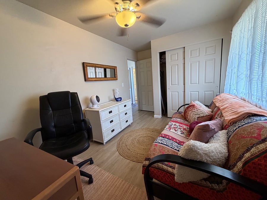 office or second bedroom with full size memory foam bed