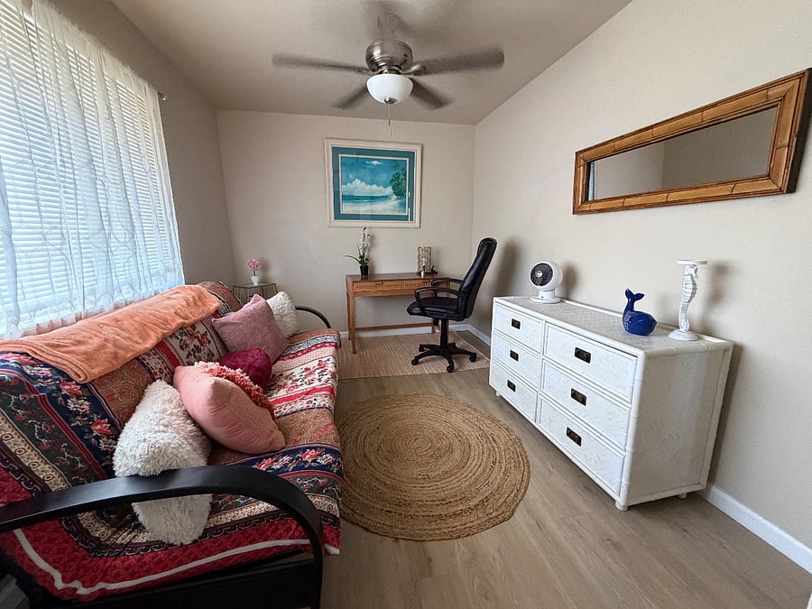 office or second bedroom with full size memory foam bed