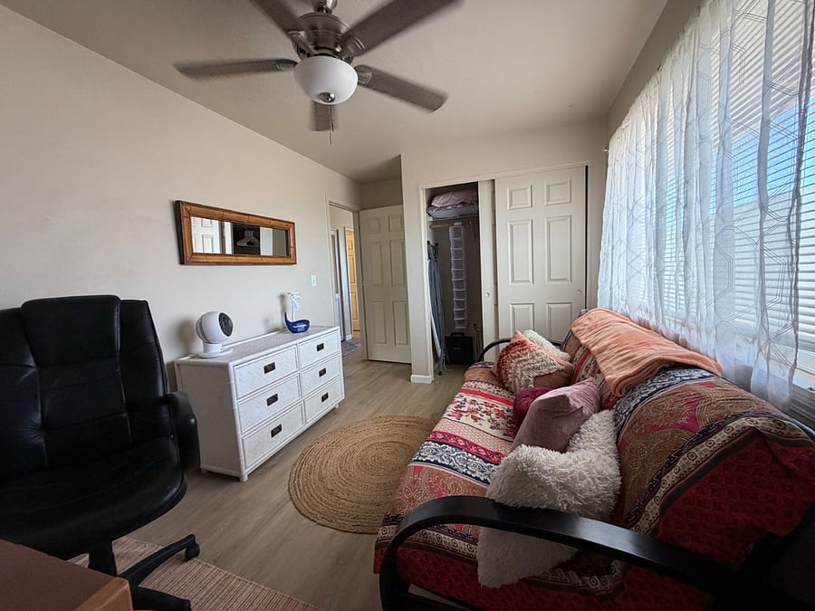 office or second bedroom with full size memory foam bed