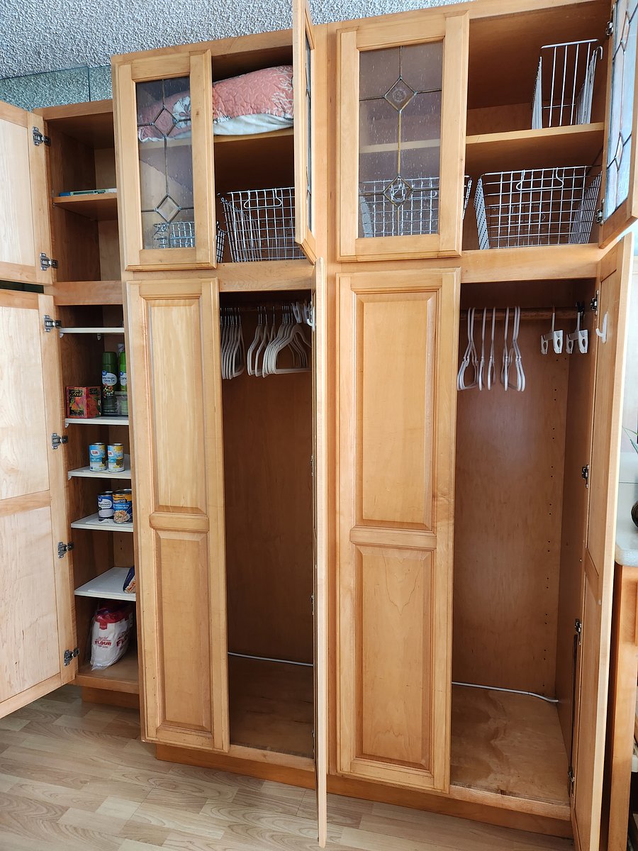 Closets and kitchen cabinets.