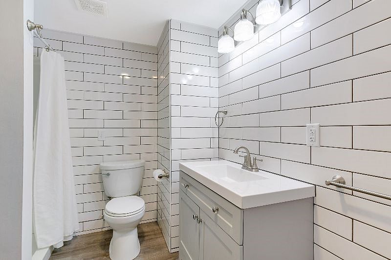 Deluxe lower level bathroom with shower.