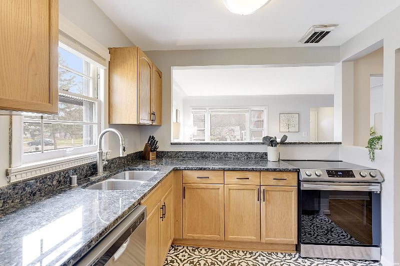 Dining room and kitchen stocked with everything you need to feel at home