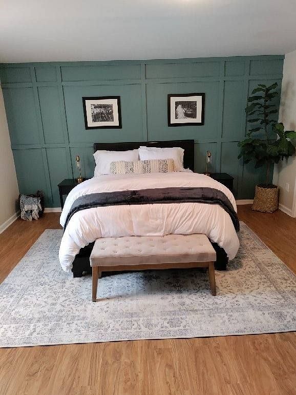 Large  bedroom space with queen mattress with 3-inch gel memory foam mattress topper 