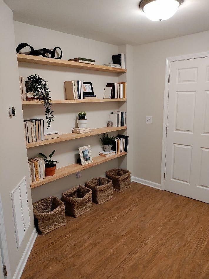 Decorative floating shelf area to complete the unit.