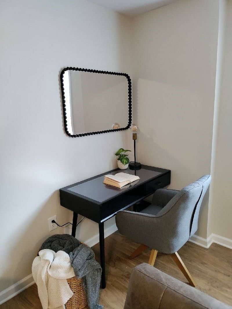 Office space in living room.