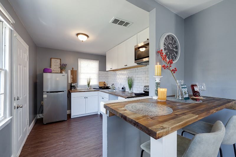 Bright space with kitchen essentials