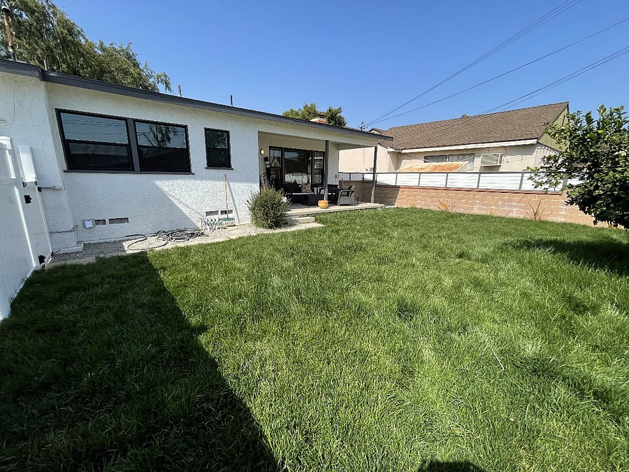 Backyard, sizeable yard. 