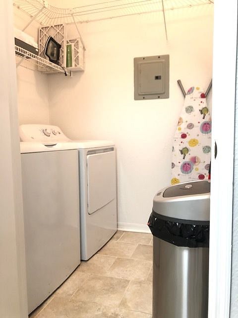 Full-sized washer and dryer, touchless garbage can, laundry mesh bags, and more.