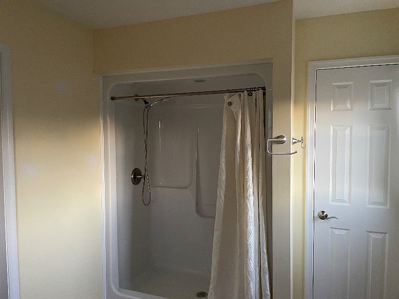 Private bathroom with large shower.