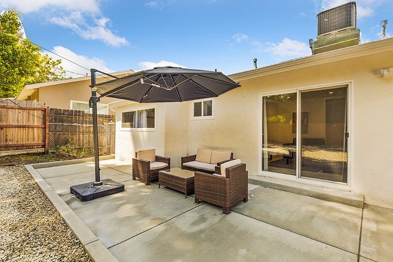 Back yard with patio furniture
