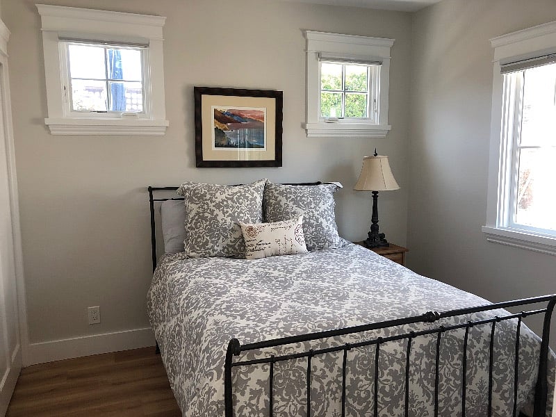 Comfortable double bed, cellular window treatments
